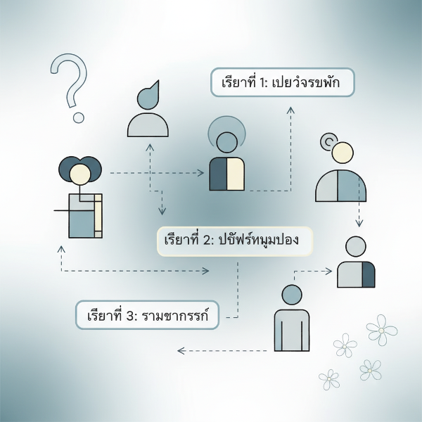 ภาพสัญลักษณ์การสำรวจทัศนคติและความยืดหยุ่นทางความคิด