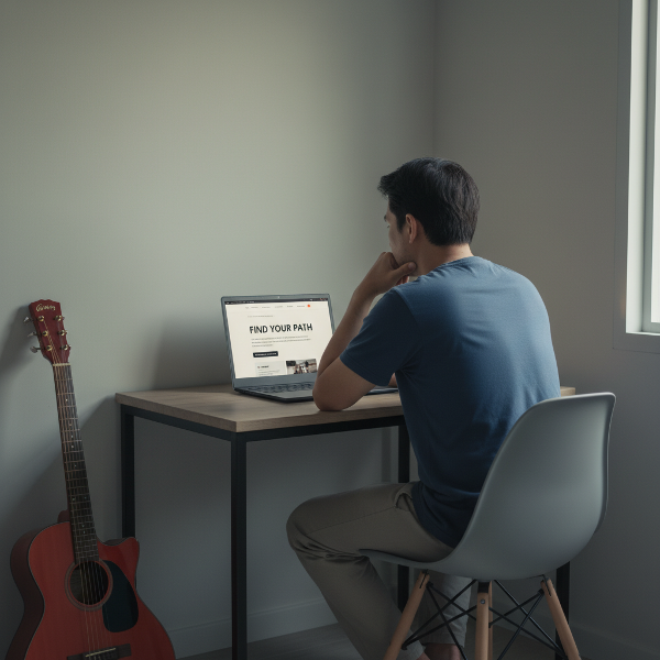 ภาพชายไทยวัย 30 กำลังครุ่นคิดกับชีวิตที่รู้สึกไร้สีสันและหาทางฟื้นฟูความกระตือรือร้น