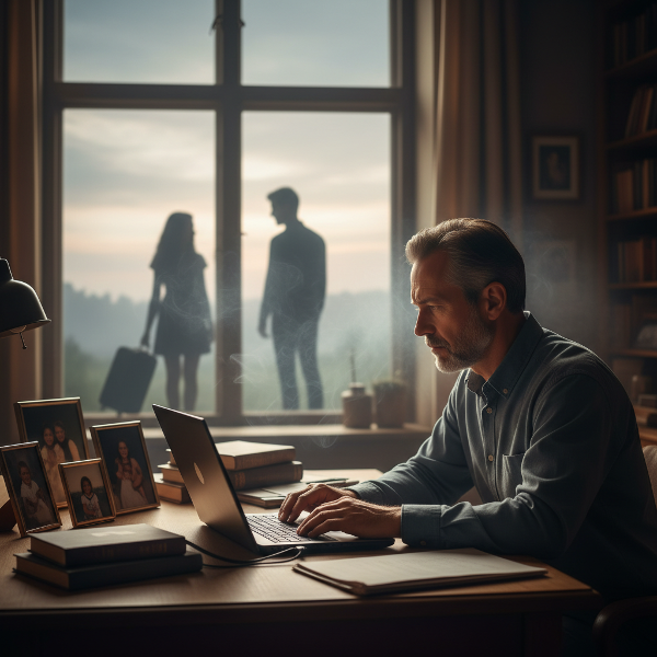 ภาพสื่ออารมณ์ของพ่อที่กังวลใจกับอนาคตของลูกสาวซึ่งจะแต่งงานและย้ายไปต่างประเทศ