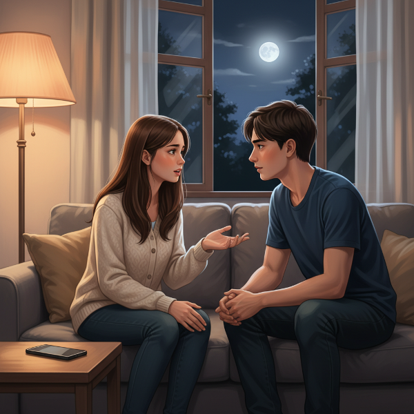 ภาพคู่รักวัยแต่งงานใหม่กำลังสื่อสารอย่างเปิดใจในบรรยากาศสบายๆ เพื่อฟื้นฟูความใกล้ชิด