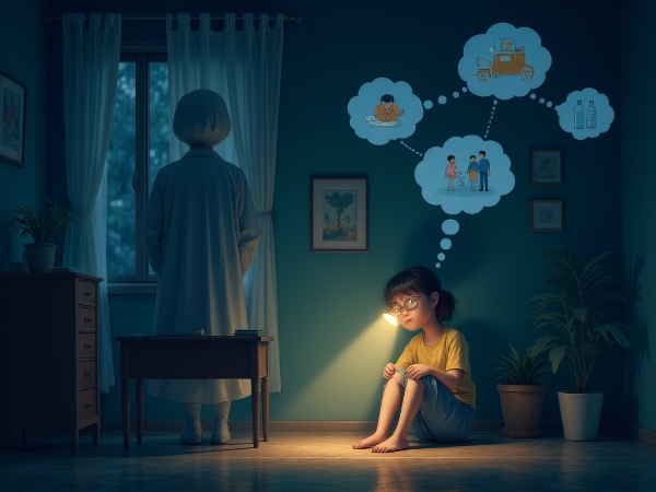 ภาพแสดงพลอยหญิงอายุ 23 ที่รู้สึกซึมเศร้า เหนื่อยล้า และไม่สนใจสิ่งรอบตัว กับคำแนะนำให้เริ่มจากเป้าหมายเล็กๆ และขอความช่วยเหลือจากผู้เชี่ยวชาญ