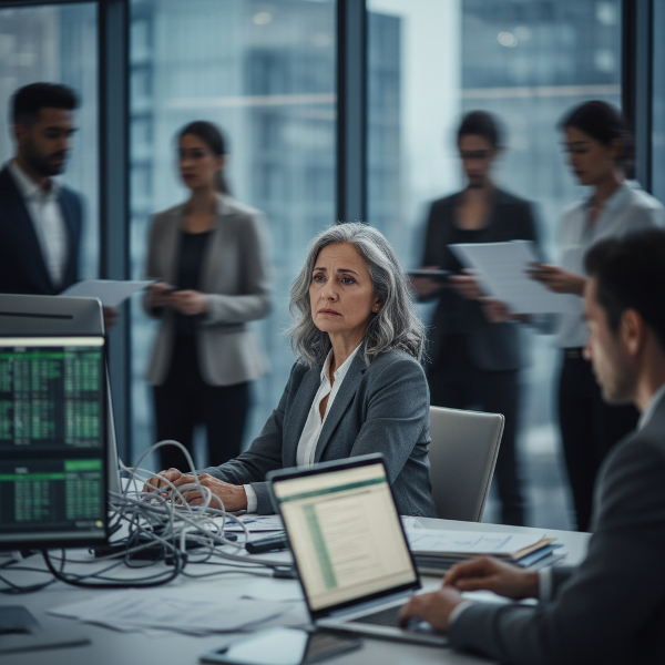 Isang middle-aged na accountant na nakakaramdam ng kalungkutan at pag-iisa sa isang modernong, mabilis, at mapanghusgang kapaligiran sa opisina.