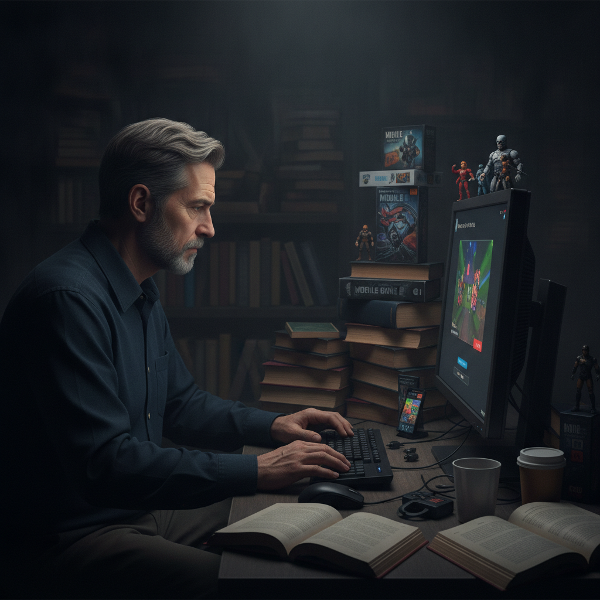Larawan ng isang 53-taong-gulang na lalaki na nagtatrabaho bilang online tutor nahihirapan sa disiplina dahil sa mobile games addiction
