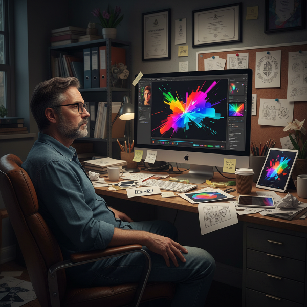 Isang midlife graphic designer na nakakaranas ng creative burnout at pag-aalala tungkol sa kanyang lugar sa mabilis na industriya ng disenyo.