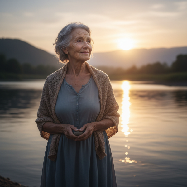 Isang malalim at makabuluhang larawan na sumasalamin sa paghahanap ng kapayapaan at pag-asa matapos ang isang traumatikong karanasan.