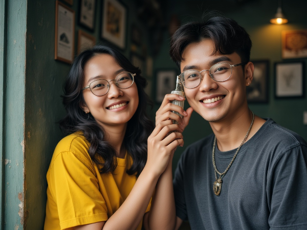 Isang batang babae sa kusina na nabigla at nagalit nang umapoy ang mantika sa kawali habang may tumatawag na telepono.