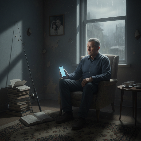 Emekli bir öğretmenin yalnızlık, amaçsızlık ve duygusal karmaşa içindeki halini yansıtan, içe dönük bir sahne.