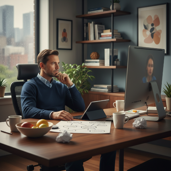 Bir çevrimiçi terapist, sanat terapisinin kontrolden çıkmasıyla ilgili karmaşık bir vakayı düşünüyor.