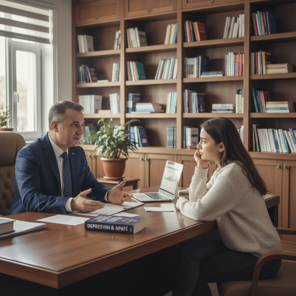 Psikolog Aydın, danışanına depresyon ve apati arasındaki farkları, değerlendirme yöntemlerini ve müdahale stratejilerini açıklıyor.