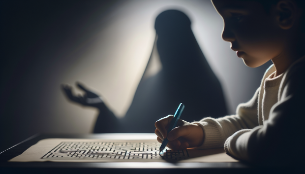 Çocukluktan gelen deneyimlerle şekillenen, bilinçaltındaki temel inançları keşfeden bir testi sembolize eden görsel.