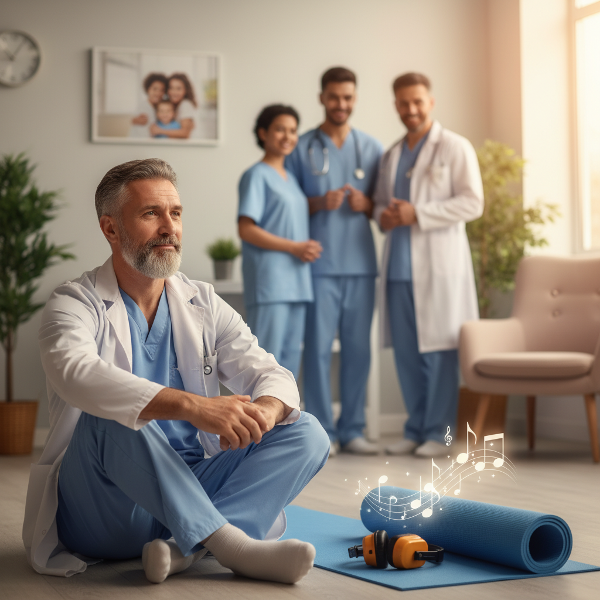 Một nhà tâm lý mệt mỏi sau ca làm dài, đang tìm sự cân bằng giữa công việc căng thẳng và cuộc sống cá nhân qua các nghi thức chuyển giao và chăm sóc bản thân.