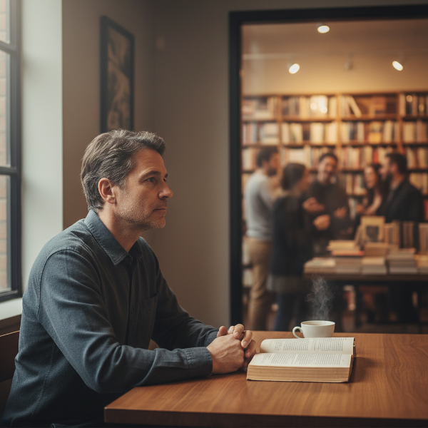 Một người đàn ông trung niên cô đơn tìm kiếm sự kết nối thông qua việc đọc sách và những bước nhỏ hòa nhập xã hội.